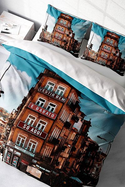 PerlaSera 3D Custom Design - Double Duvet Cover Set, Tightly Woven Cotton Satin, Apartment Modern