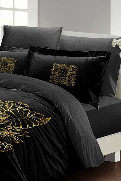 PerlaSera 3D Custom Design Leopard Line - Double Duvet Cover Set, Tight Woven Cotton Satin