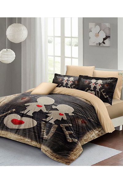 MonoHome Valentine's Day Double Duvet Cover Set 100% Cotton Satin My Heart Is You