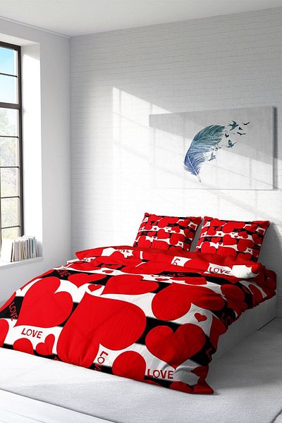 PerlaSera 3D Custom Design Duvet Cover Set - Tightly Woven Cotton Satin, Double, Love Ii