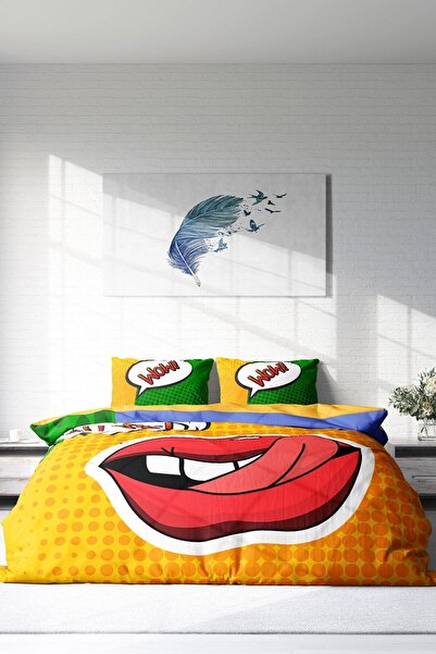 MonoHome King Size Ooops Lips 3D Double Duvet Cover Set 220X240Cm