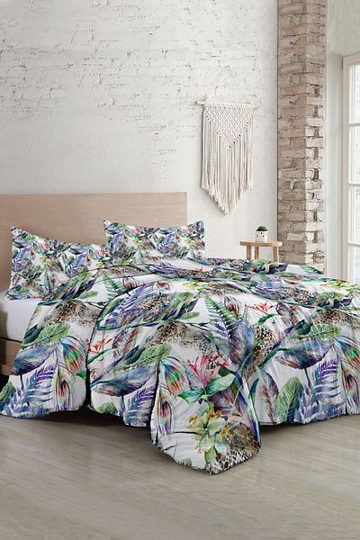 PerlaSera 3D Custom Design - Double Duvet Cover Set, Tightly Woven Cotton Satin, Exotic Floral Luxury
