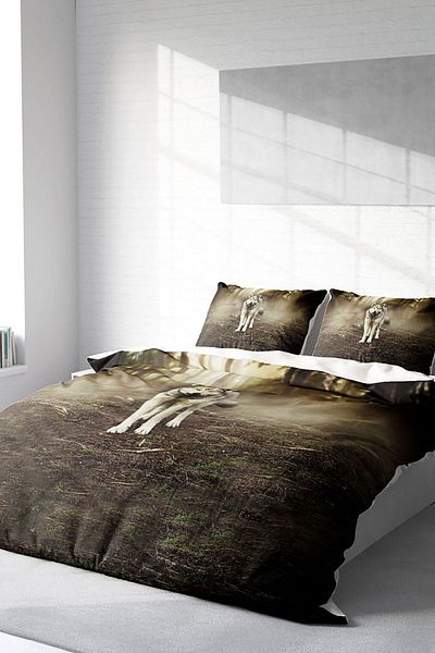PerlaSera Fluwolf 3D Custom Design - Double Duvet Cover Set, Tightly Woven Cotton Satin