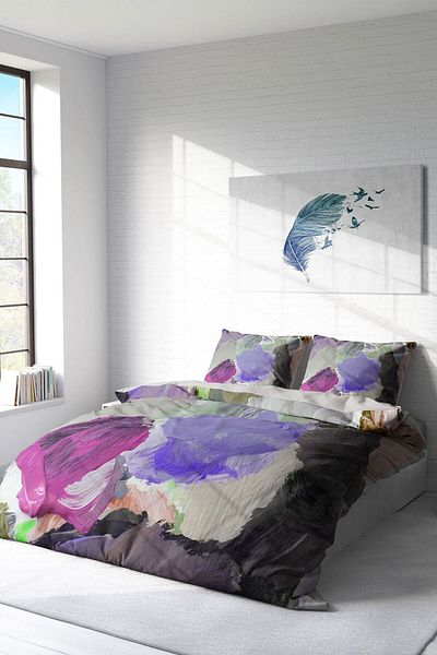 PerlaSera 3D Custom Design - Double Duvet Cover Set, Tightly Woven Cotton Satin, Brush Modern