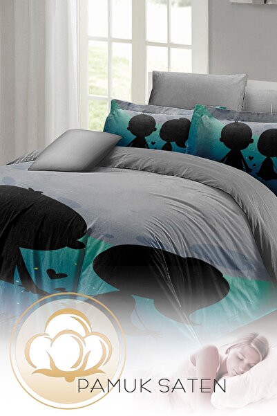 PerlaSera Двоспальний комплект постільної білизни з щільної бавовняної сатини 3D, спеціальний дизайн до Дня закоханих We