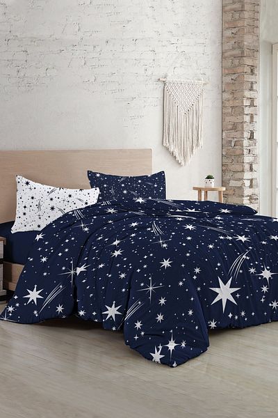 MonoHome Duvet Cover Set 100% Natural Cotton Double 3D Digital Halley Star
