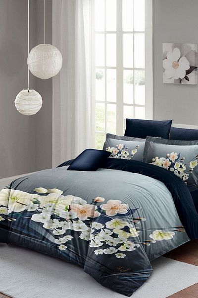 PerlaSera 3D Custom Design - Double Cotton Satin Duvet Cover Set, Floral Orchid