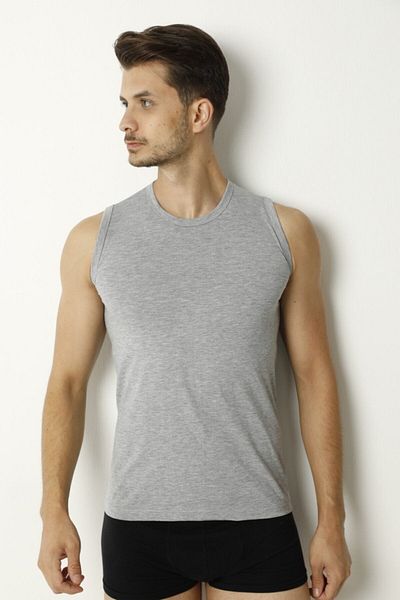 BODYSOFTS Men's 0-sleeve 0-collar Athlete Gray 100% Cotton 3013