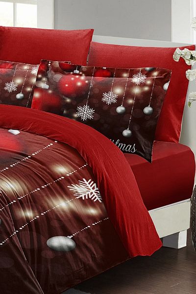 MonoHome New Year's Double Duvet Cover (With Elastic Sheet) 100% Cotton Satin Crystal