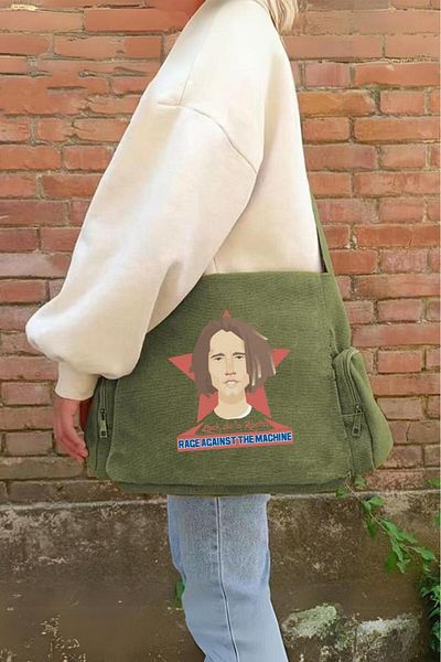 Touz Moda Unisex Πράσινη τυπωμένη τσάντα Messenger RATM