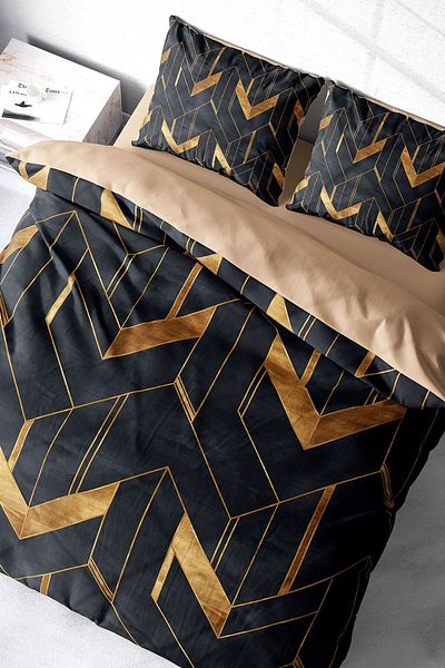 PerlaSera 3D Custom Design - Double Duvet Cover Set, Tightly Woven Cotton Satin, Paper Geometric