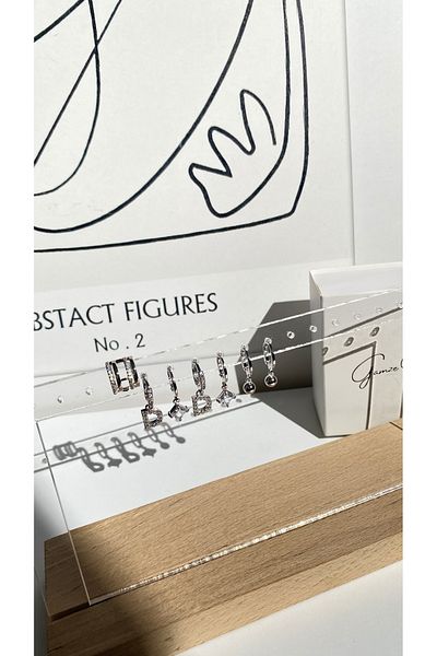 GAMZE Vip Letter D Steel Cartilage and Internal Earrings Set