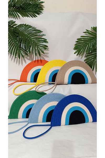 VeronicA Beige Evil Eye Bead Clutch Bag