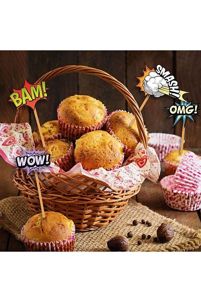 BRE HOME 200 Pieces Patterned Colorful Muffin Cupcake Mold - Capsule, Fireproof and Non-stick