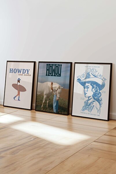 Postifull Minimalist Painting Set, 3 Pcs Black Frame and Poster - Bedroom, Living Room, Kitchen Wall Decor