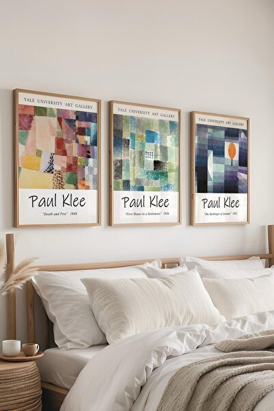 Postifull Paul Klee Tablo Seti, 3 Adet Ahşap Çerçeve ve Poster - Mutfak, Salo...