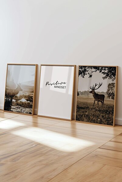 Postifull Rustic Vintage Tablo Seti, 3 Adet Ahşap Çerçeve ve Poster - Salon, Mutfak, Yatak Odası Duvar Dekor