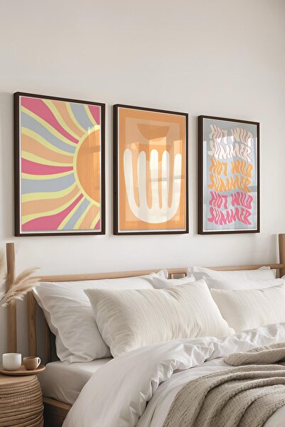 Postifull Rengarenk Tablo Seti, 3 Adet Siyah Çerçeve ve Poster - Mutfak, Salo...