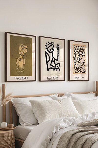 Postifull Paul Klee Painting Set, 3 Black Frames and Poster - Kitchen, Living Room, Bedroom Wall Decor