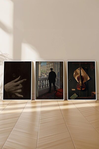 Postifull Vintage Painting Set, 3Pcs White Frame and Poster - Bedroom, Kitchen, Living Room Wall Decoration