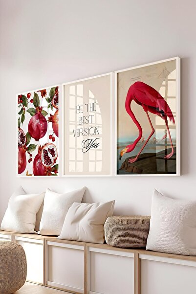 Postifull Maximalist Tablo Seti, 3 Adet Beyaz Çerçeve ve Poster - Yatak Odası...