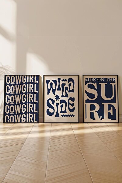 Postifull Minimalist Tablo Seti, 3 Adet Siyah Çerçeve ve Poster - Yatak Odası, Salon, Mutfak Duvar Dekoru