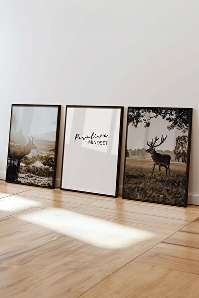 Postifull Rustic Vintage Tablo Seti, 3 Adet Siyah Çerçeve ve Poster - Salon, Mutfak, Yatak Odası Duvar Dekor