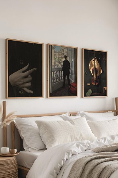 Postifull Set de picturi vintage, 3 bucăți cadru din lemn și poster - dormito...