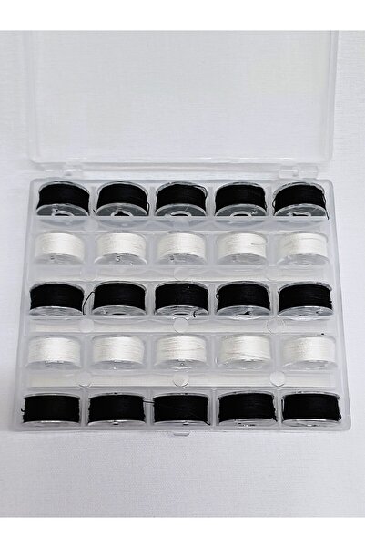 ATMACA TUHAFİYE Ev Tipi Aile Dikiş Makinası 25 Siyah Beyaz İplikli Masura ve Saklama Kutusu