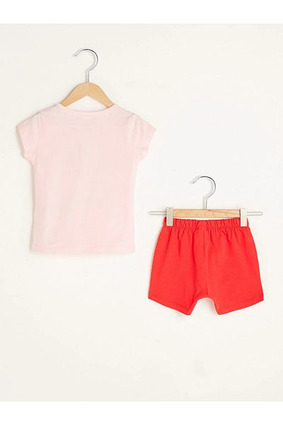 LC Waikiki LcwBaby- Pink Crew NeckBabyGirl Cotton Pajama Set