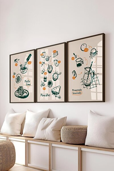 Postifull Minimalist Tablo Seti, 3 Adet Siyah Çerçeve ve Poster - Yatak Odası, Salon, Mutfak Duvar Dekoru