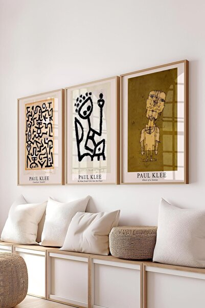 Postifull Paul Klee Painting Set with 3 Pieces Wooden Frame and Poster - Kitchen, Living Room, Bedroom Wall Decor