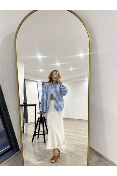bonnline Cămașă albastră cu dungi albe - Design casual