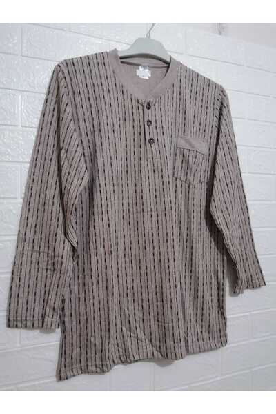 anne moda ankara Summer Dad Pajamas Set - 3-button, 100% Cotton Combed Cotton