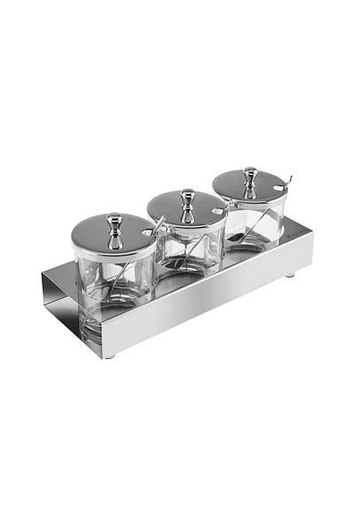 Karaca Pedro Steel Spice Set - 3-piece with Spoon and Stand