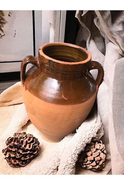 egesaksı Çİft saplı sırlı rustik zeytinyağı küpü