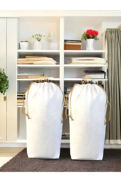 Balkan Room Xlarge 86X62 cm 2-Piece White Drawstring Storage Set - for Transport and Pillow Laundry