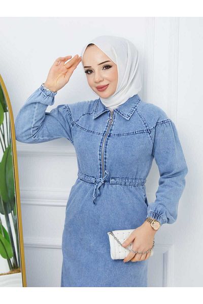 VOLT CLOTHİNG Kadın Tesettür Kot Elbise