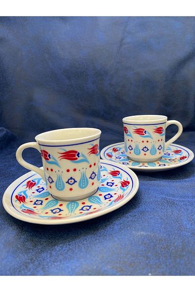 NADİR Tulip Patterned 2-Piece Cup Set