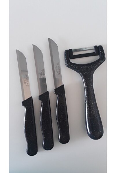 Solingen 3 Simli Siyah Meyve Bıçağı Ve Düz Soyacak Seti