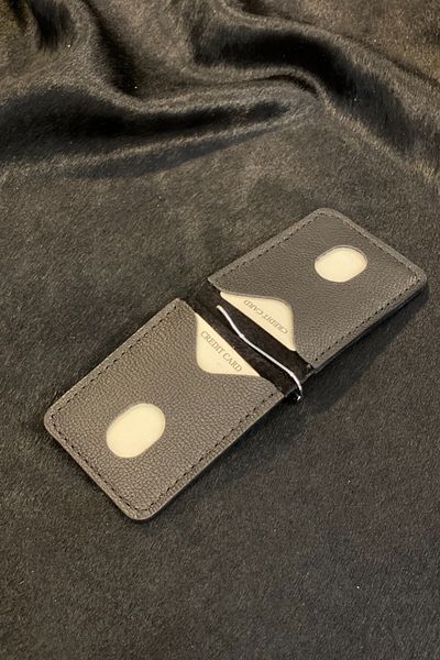 MAT Deri Men's Genuine Leather Slim Practical Card Holder Wallet - with Money Clip
