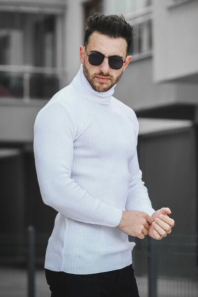 Oksit Pulover pentru bărbați Seka 813 Thin Ribbed Slim Fit