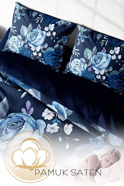 PerlaSera 3D Спеціальний дизайн постільна білизна - Щільна тканина бавовняний сатин, Blue Flower, двоспальне