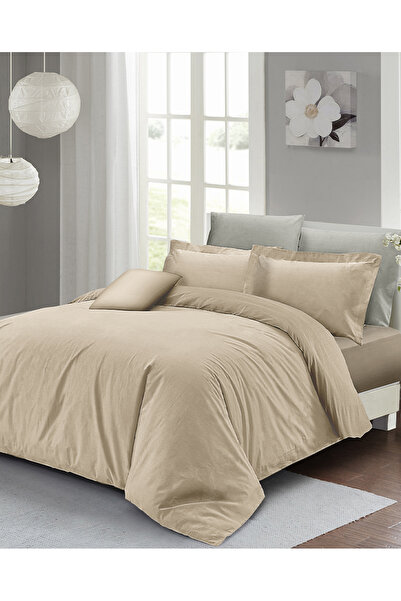 MonoHome Set cuvertură de pilota dublă cu cearșaf de spălat Bej Lux Bumbac Ranforce