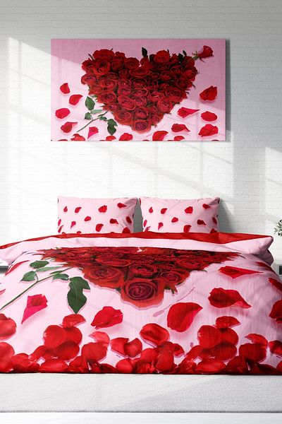 PerlaSera 3D Custom Design for Valentine's Day - Double Duvet Cover Set, Tightly Woven Cotton Satin