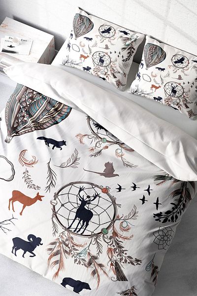 PerlaSera 3D Custom Design - Calmness Natural Double Duvet Cover Set, Tightly Woven Cotton Satin