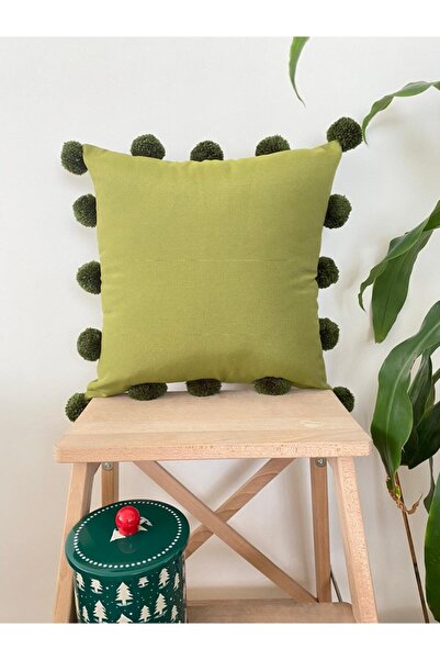 HALATÇI HOME Μαξιλαροθήκη Pompom Πράσινη
