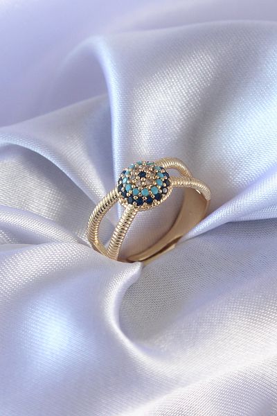 Moka Shopin Mokashopin Gold - Color Evil Eye Beaded Women's Ring