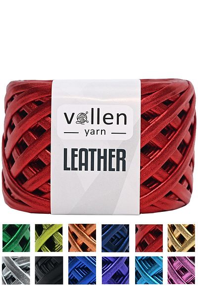 vollen yarn Premium Leather Red Bag - Metallic and Shiny Combed Cotton Thread, 120 Grams