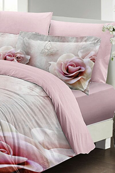 PerlaSera Wildrose 3D Custom Design - Double Duvet Cover Set, Tightly Woven Cotton Satin
